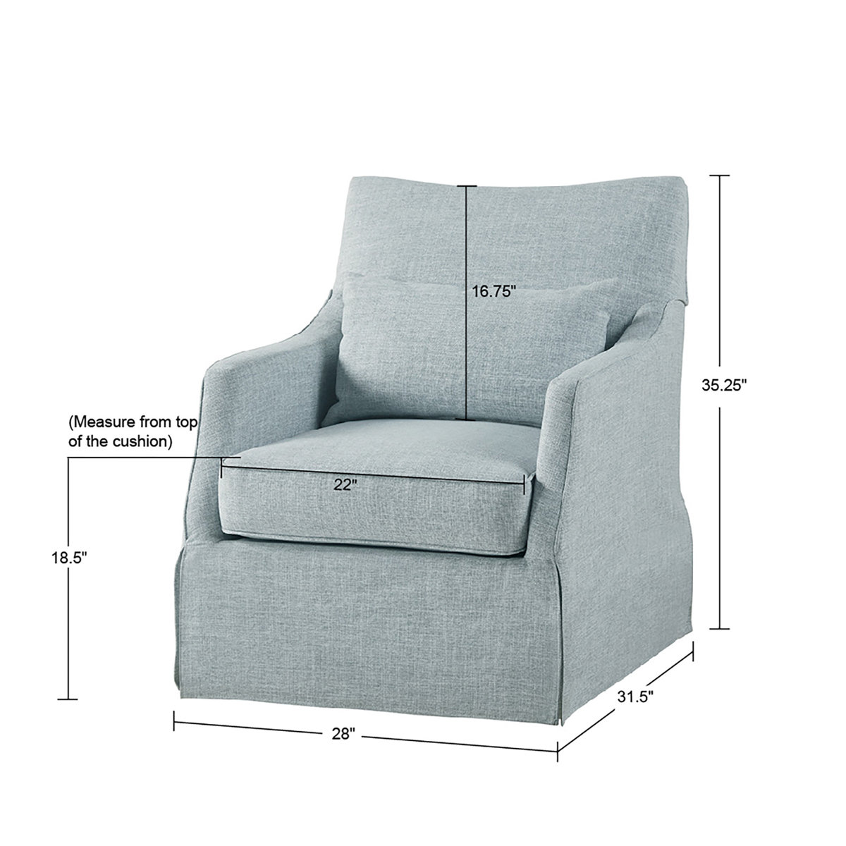 Bedford London Upholstered Skirted Swivel Armchair with Lumbar Pillow